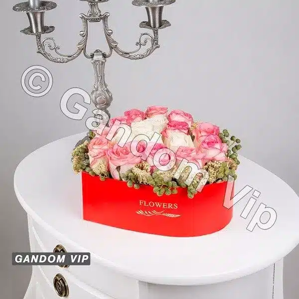 خرید جعبه گل لاکچری طرح قلب کد 522
